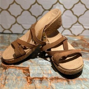 CROCS Brown Wedge Sandals